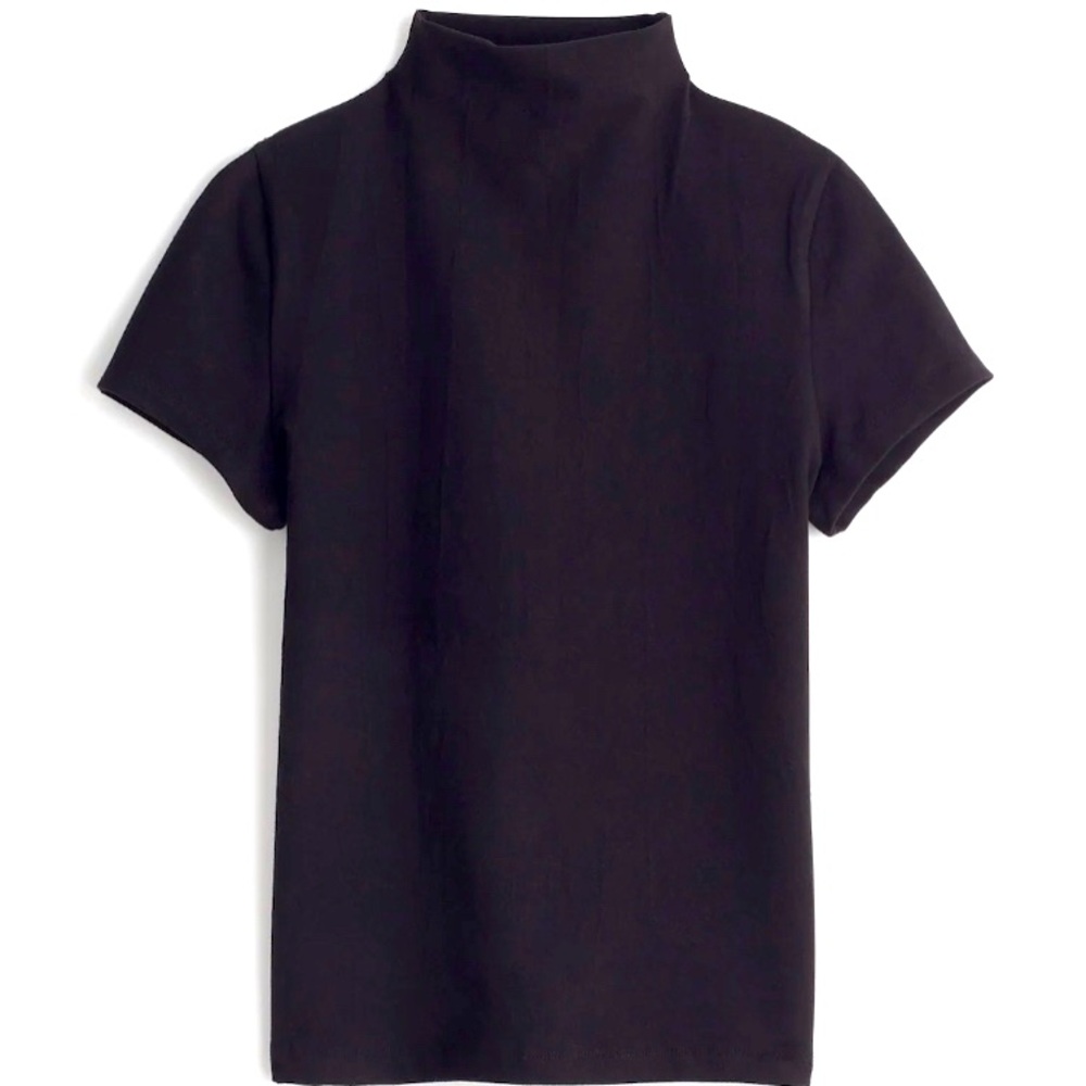 Madewell Short Sleeve Mock Tee - black, medium